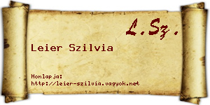 Leier Szilvia névjegykártya